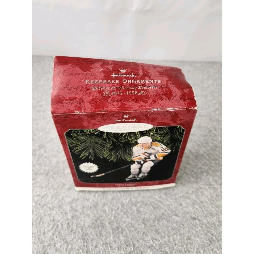 Vtg Mario Lemieux Pittsburgh Penguins Hockey Card Hallmark Christmas Ornament